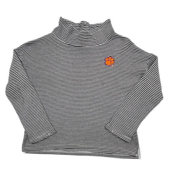 Clemson Tigers Striped Mock Neck Paw Logo Top XXL Gameday Couture Black White - Picture 1 of 11